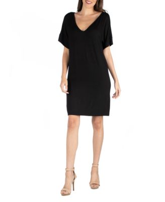 Loose Fit T-Shirt Dress with V-Neck ...